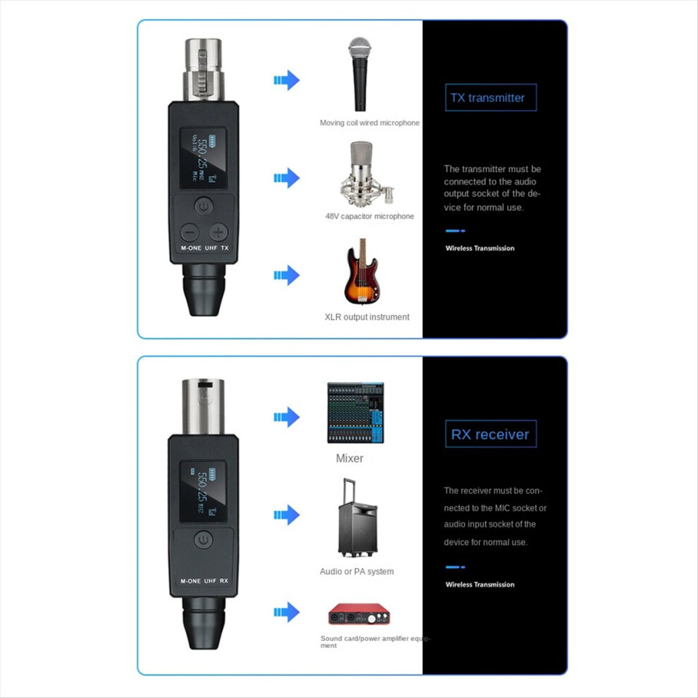 Uhf Wireless Converter Transmitter Receiver For Dynamic Microphone 4853290834031