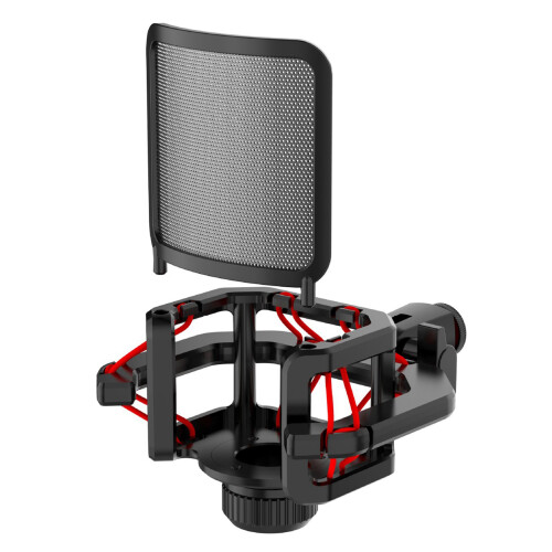 Microphone Shock Mount with Microphone Filter Windscreen,Red 1