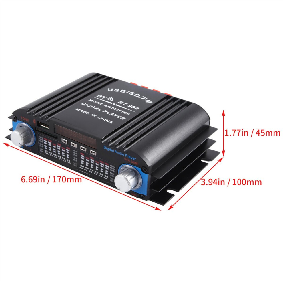 Hifi Sound Amplifier Audio Amplifier Bluetooth Karaoke Player Black 4854173759106