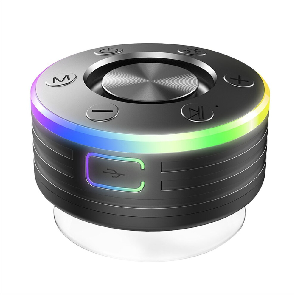 Shower Speaker Bluetooth With Suction Cup For Bathroom Pool Black 4854173794947