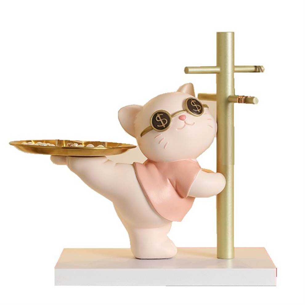 Cat Decoration Key Jewelry Rack Tray Storage Rack Decoration Pink 4854173702157