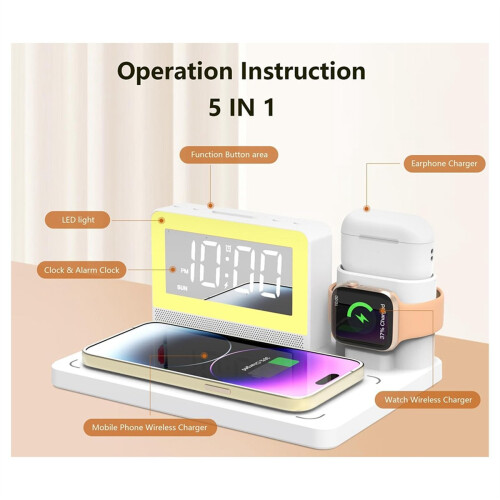 Multifunctional 5-in-1 Wireless Charger 15W Wireless Charging EU Plug 2
