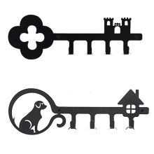 Key Holder 4 Hooks Entryway Key Organizer Black Wall Mounted Key