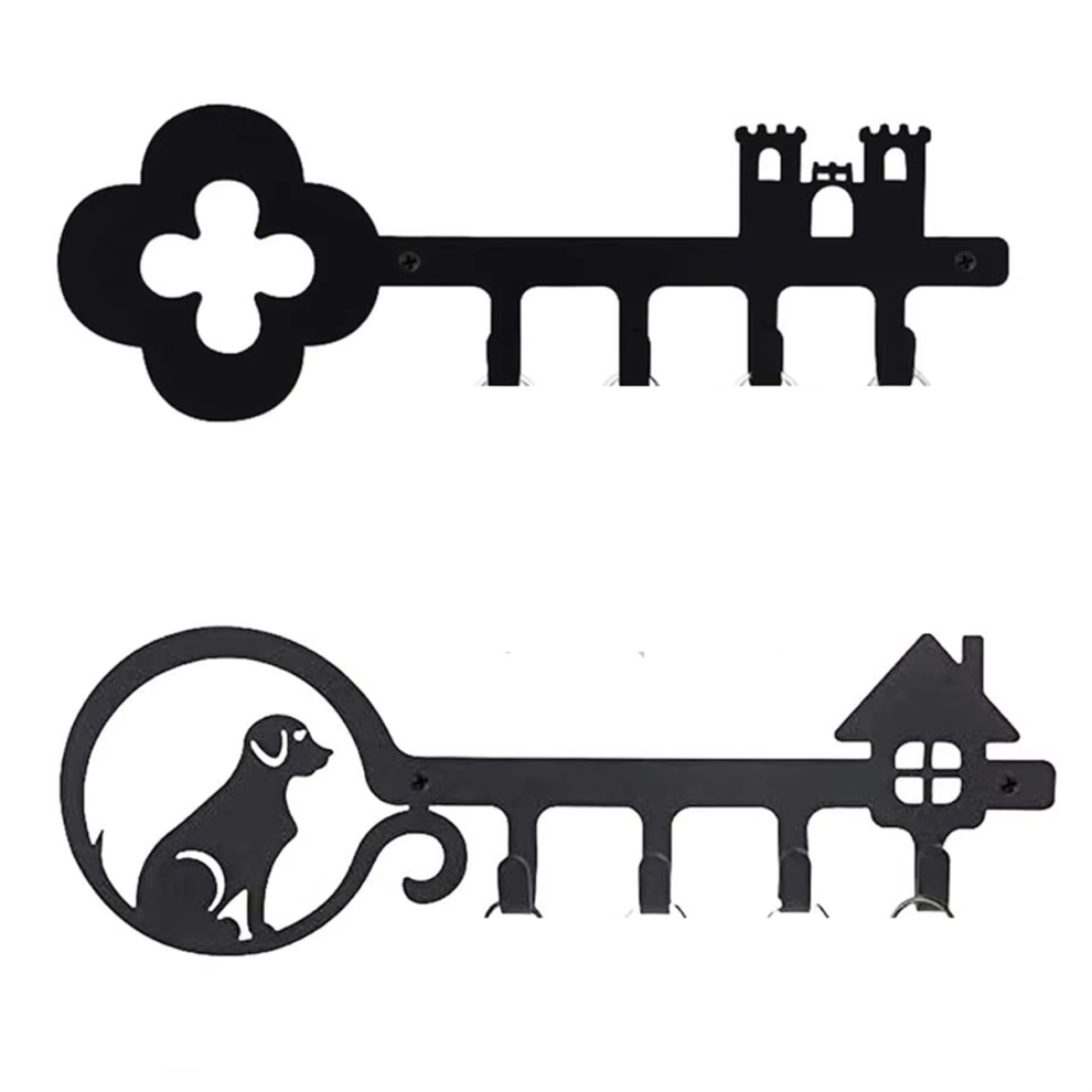 Key Holder 4 Hooks Entryway Key Organizer Black Wall Mounted Key 4854173708517