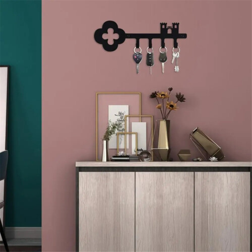 Key Holder 4 Hooks Entryway Key Organizer Black Wall Mounted Key 2