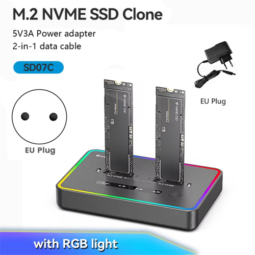 Dual-Bay M.2 NVME SSD Docking Station EU Plug 2