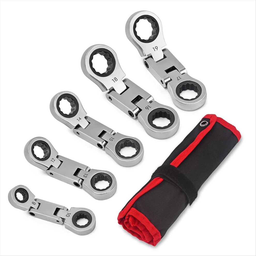 Stubby Wrenches Set, Flex-Head Ratcheting Wrench Set 4854173726054