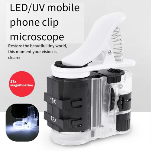 Mobile Phone Clip Microscope Banknote Detection LED UV Light 1