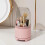 360-Degree Rotating Makeup Brush Holder with Dustproof Lid, White 2