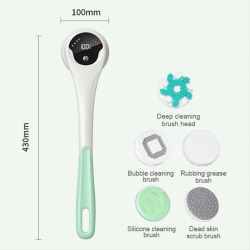 Electric Bath Brush Lazy Back Scrub Bath Scrubbing Brush Grey 1