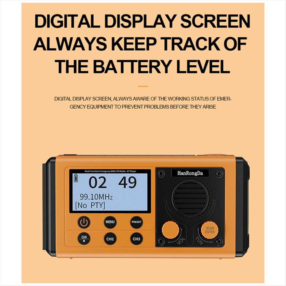 Hanrongda Hrd-907 Emergency Radio, Solar Hand Crank, 10000Mah Light 4712767619611