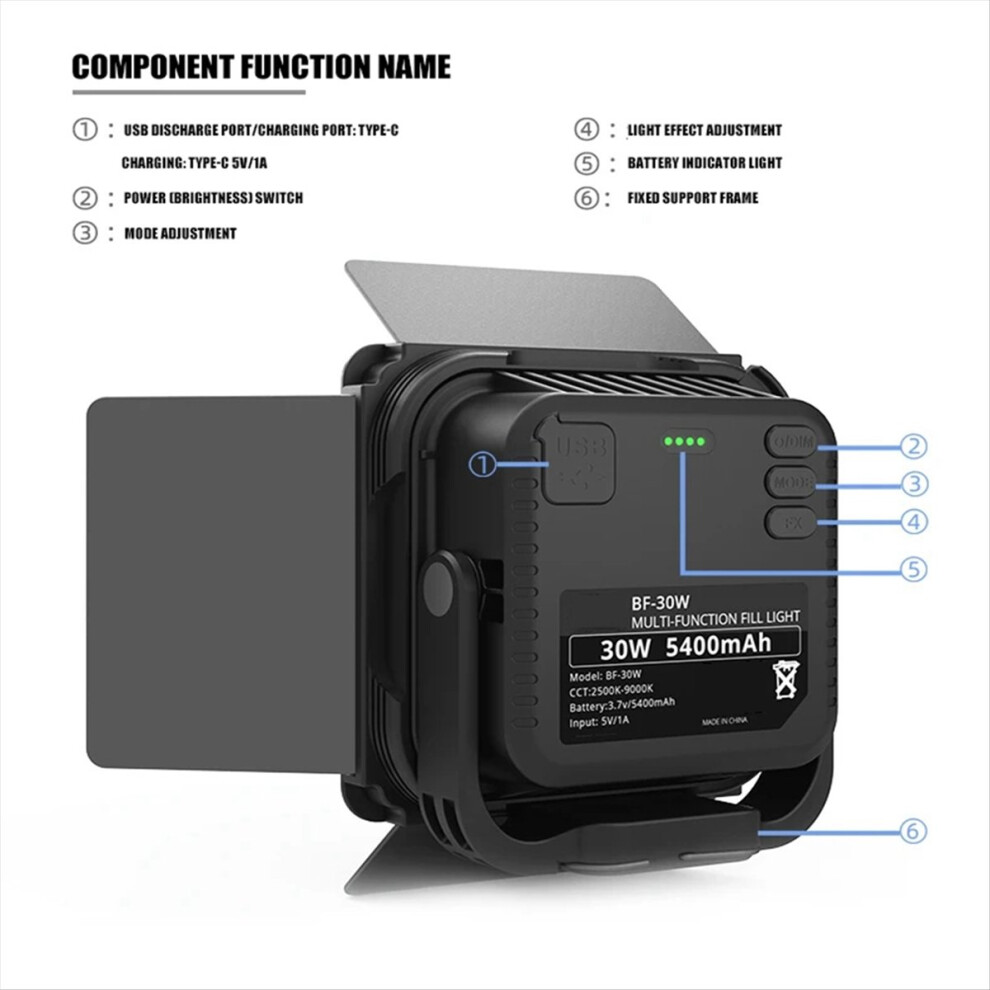 30W Led Video 2500K-9000K Photography S Fill Lamp Light 4853719387667
