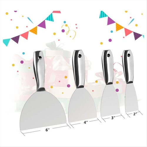 4 PCS One-Piece Premium Polished All-Stainless Steel Scraper Tool 2