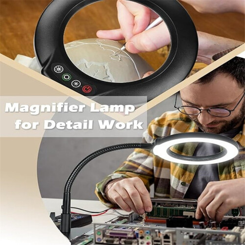 Flexible Gooseneck Lighted Magnifier with Stand 5 Color Modes 2