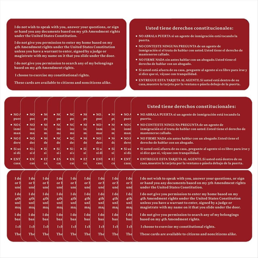 Immigration Red Card - English Spanish Rights Reminder 20PCS-image-OPC-PMGG7SD-NEW