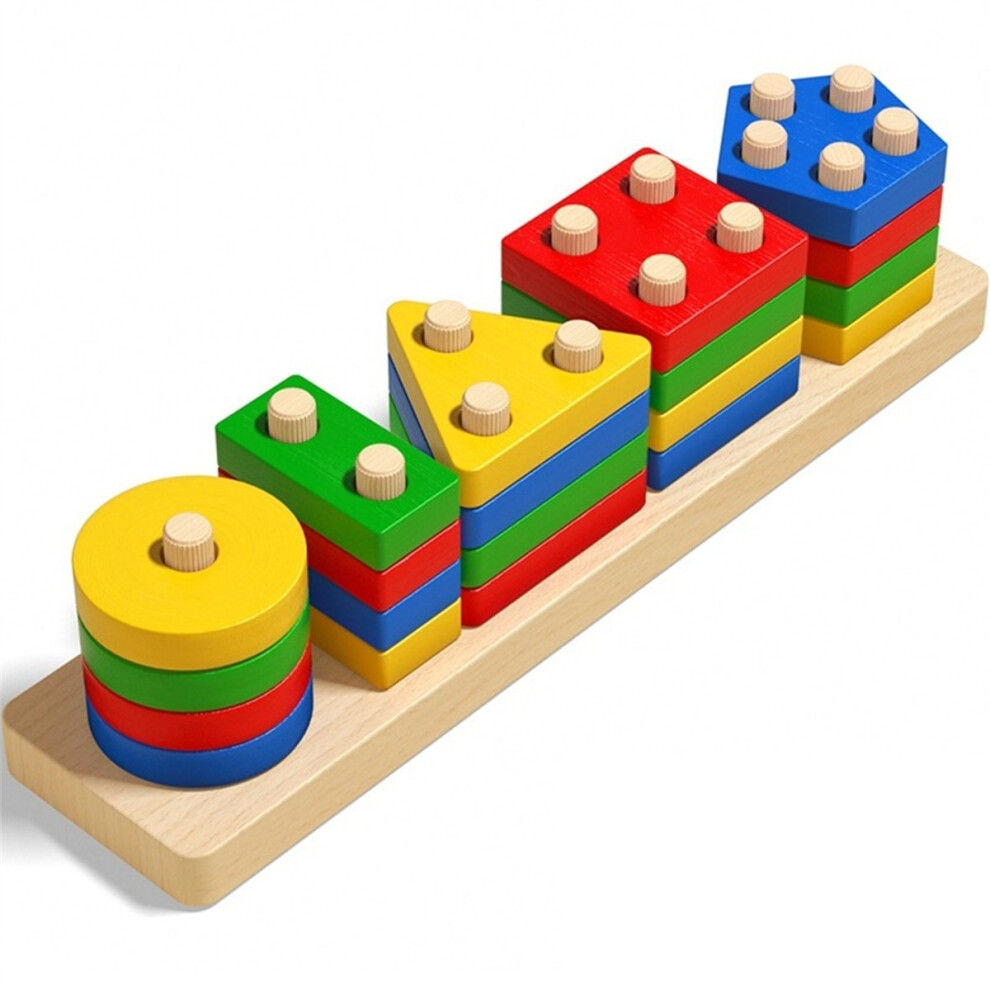 Geometric Column Toys Shape Matching Building Blocks Aids A