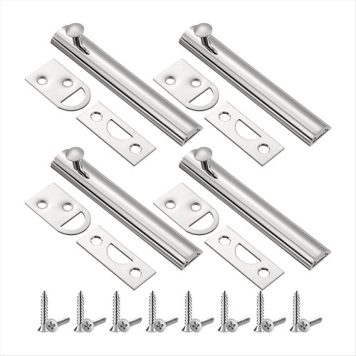 4 set Slide Bolt Latch Lock Silver