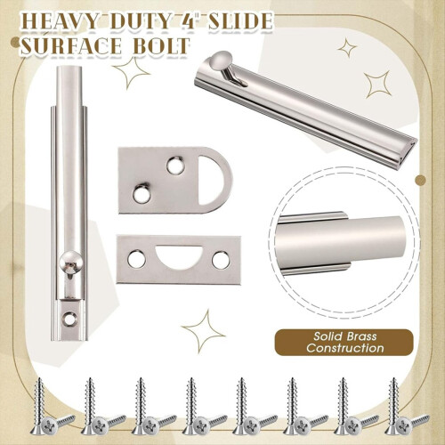 4 set Slide Bolt Latch Lock Silver 2