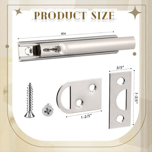 4 set Slide Bolt Latch Lock Silver 1