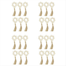 Set Of 6 Beaded Wood Napkin Rings with Setting Wedding Natural Style