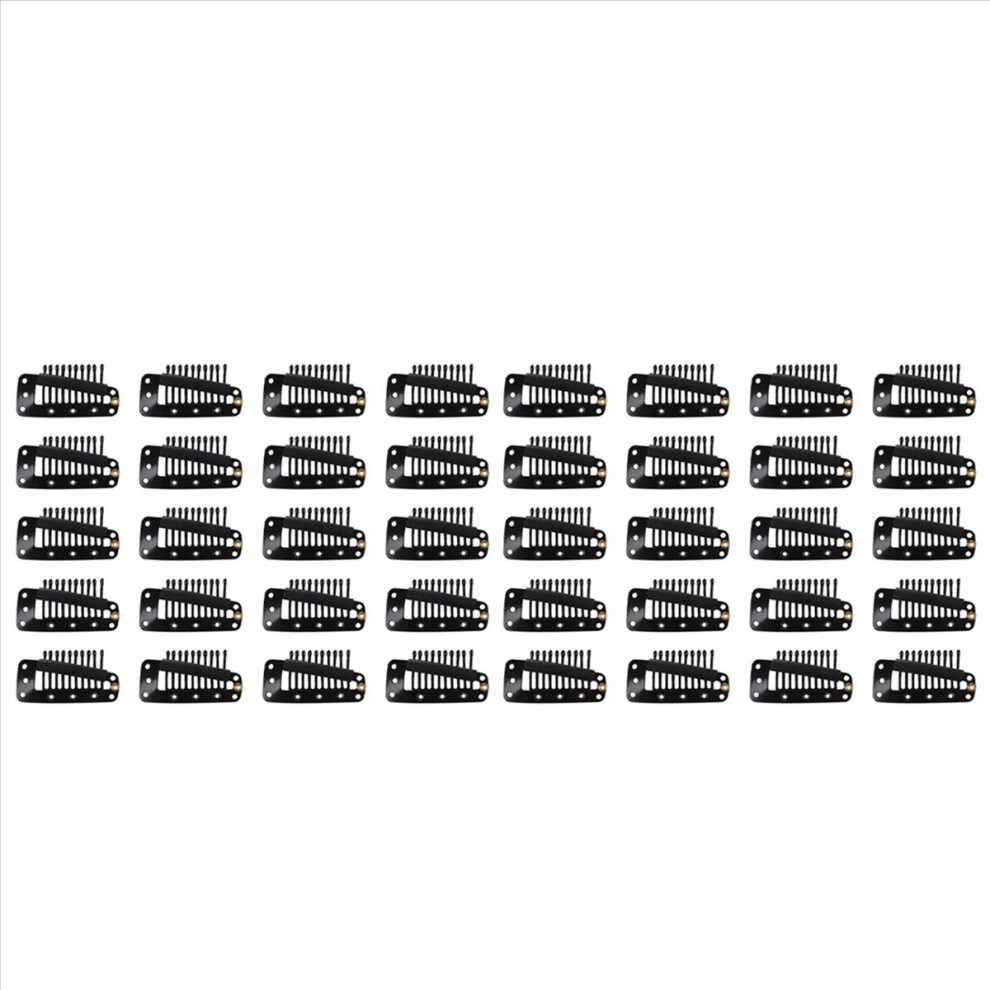 20st Schwarz 10 Zaehne Snap Kamm Peruecke Clips mit Gummi Rueckseiten