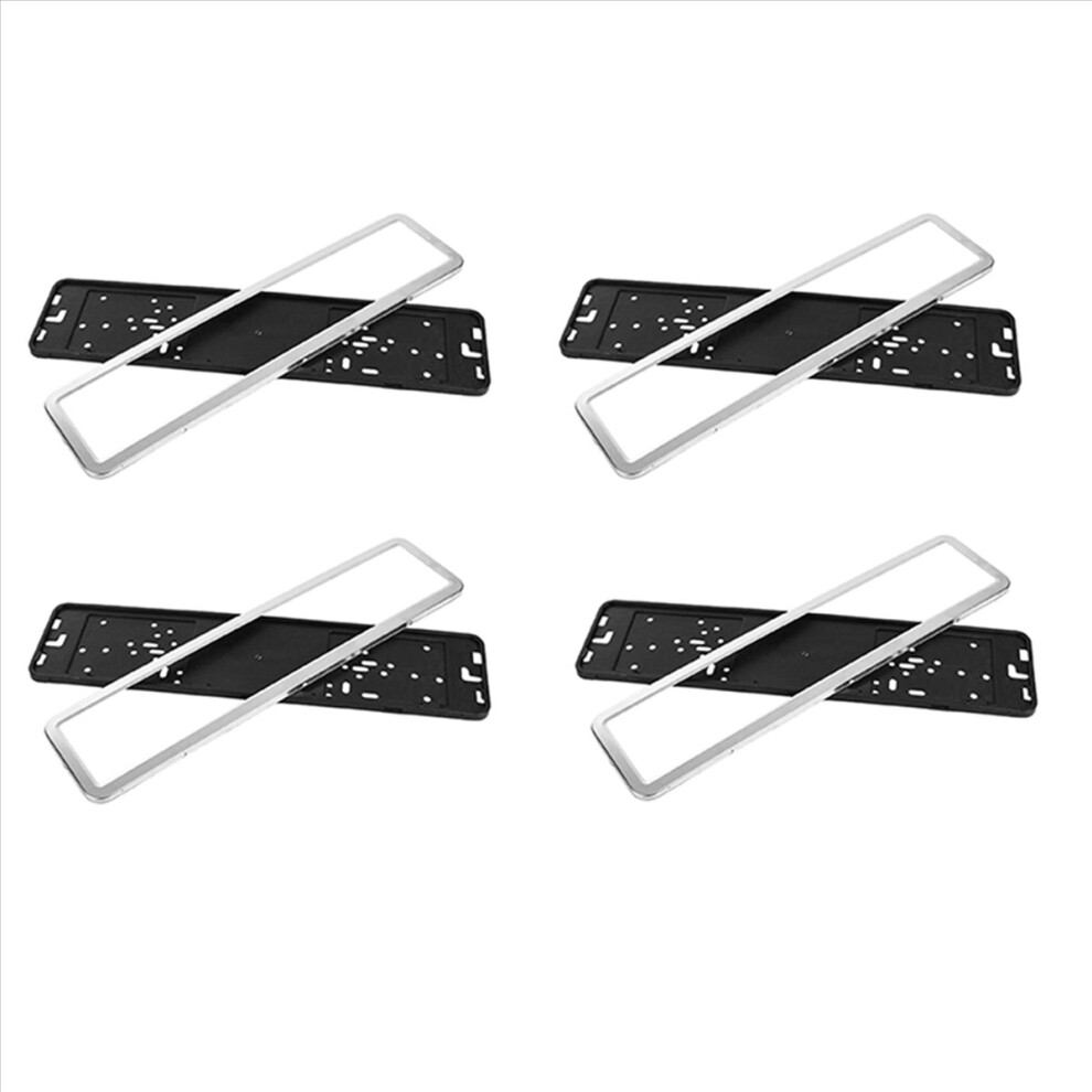 1 Set Stainless Steel European German 8K License Plate Frame (Silver) Silver 4712767606482