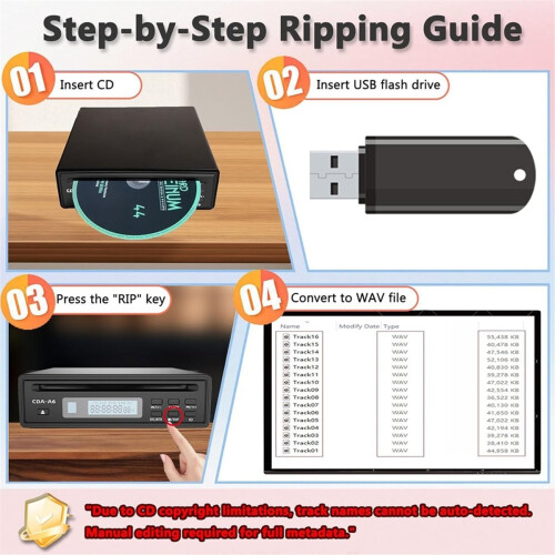 HiFi CD Player for Home,CD Ripper,Bluetooth Car CD Player 1