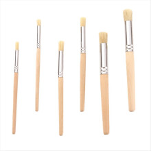 6 PCS Oil Painting Brush Round Head Wooden Handle Hard Hair Set