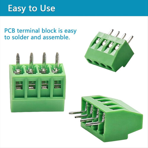 52PCS 2.54mm 0.1Inch Pitch PCB Mount Screw Terminal Block Connector 2