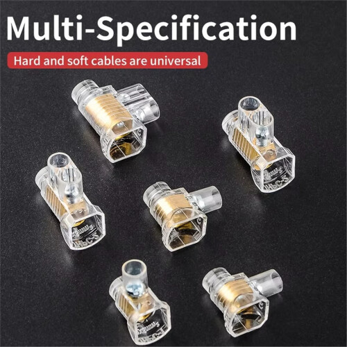 50Pcs PC Terminal Block 2 Ways Transparent Pure Copper Closed B 2