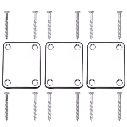 3PCS Steel Rectangle Neck Plate for Guitar