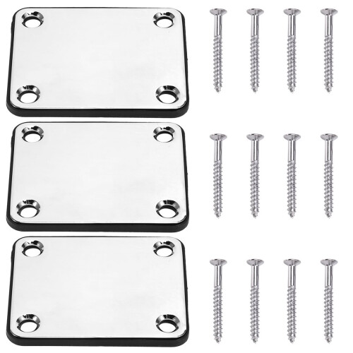3PCS Steel Rectangle Neck Plate for Guitar 1