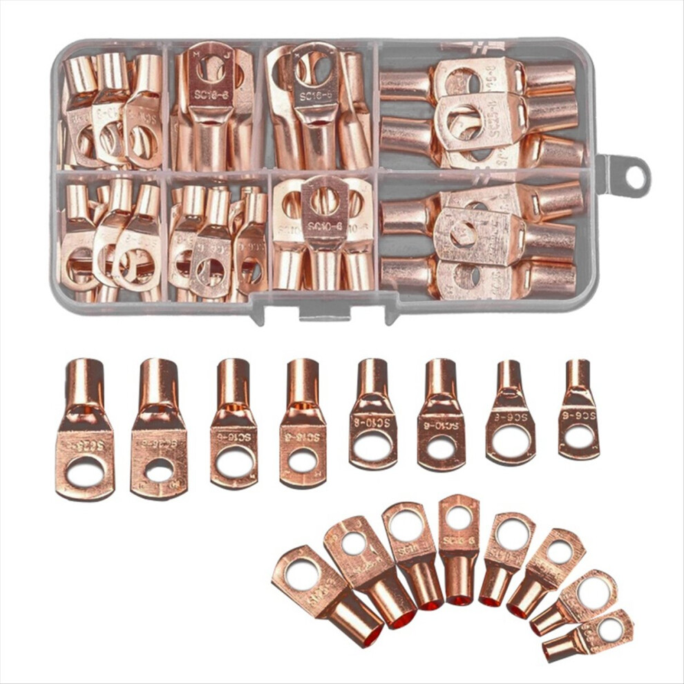 70Pcs Wire Lug Connector Ring Sc6-25 Copper Connectors Bare Cable Kit 4853290808285