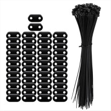 100PCS Cord Locks 2 Hole Plastic Black Cord Clamp
