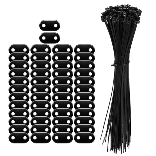 100PCS Cord Locks 2 Hole Plastic Black Cord Clamp