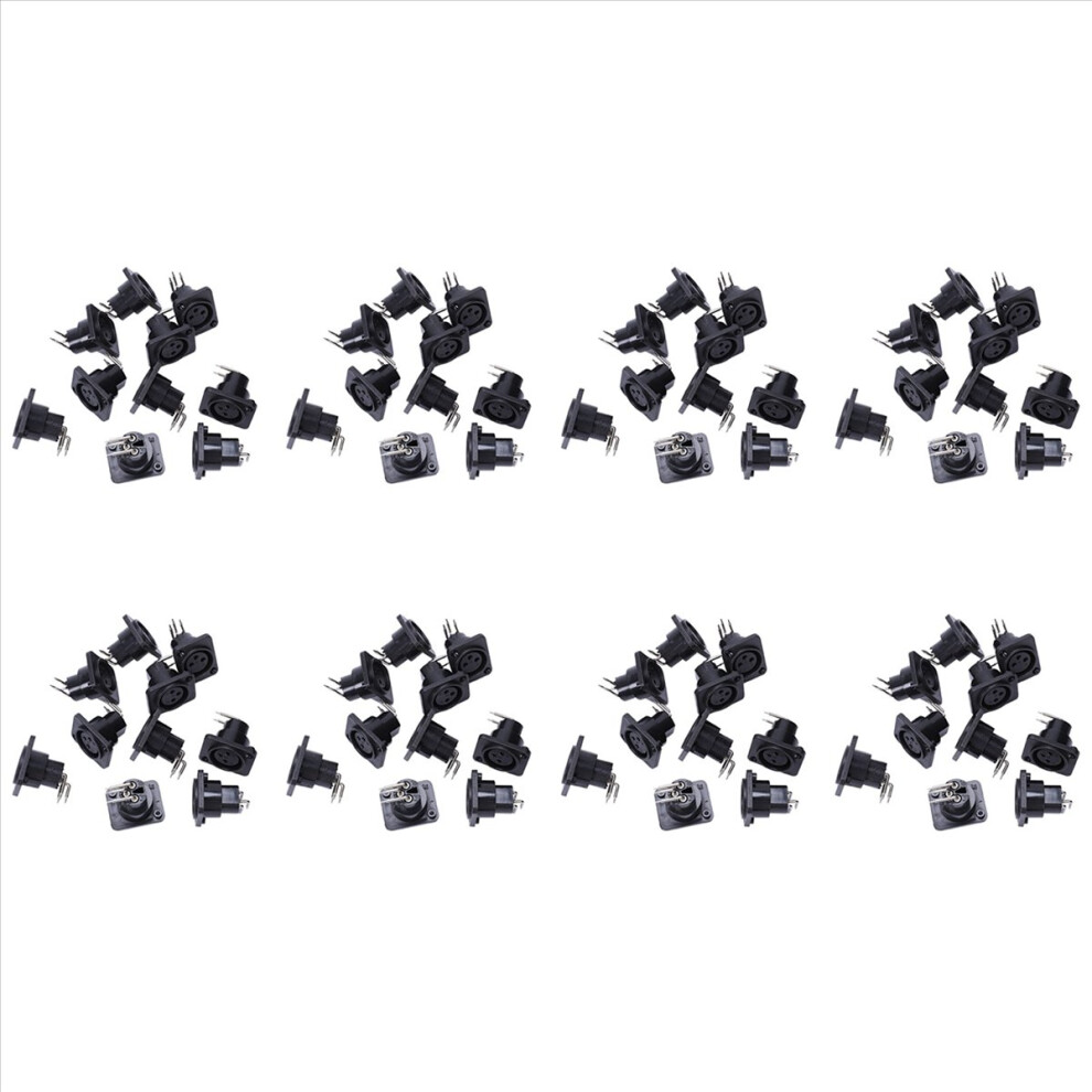 10Pcs Black Xlr 3Pin Female Jack Panel Chassis Pcb Socket Connector 4712767664017