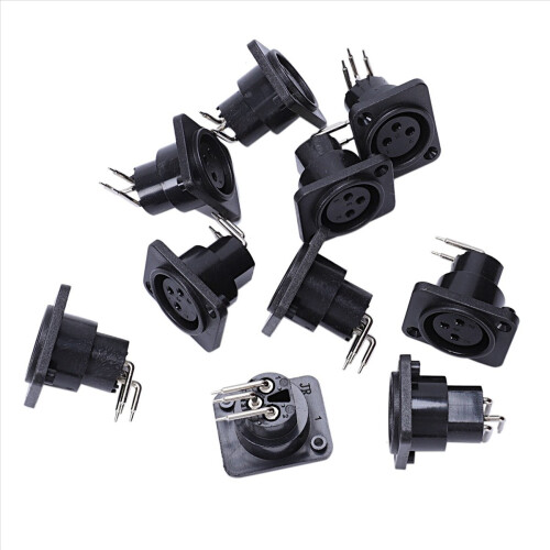 10pcs Black XLR 3pin Female Jack Panel Chassis PCB Socket Connector 1