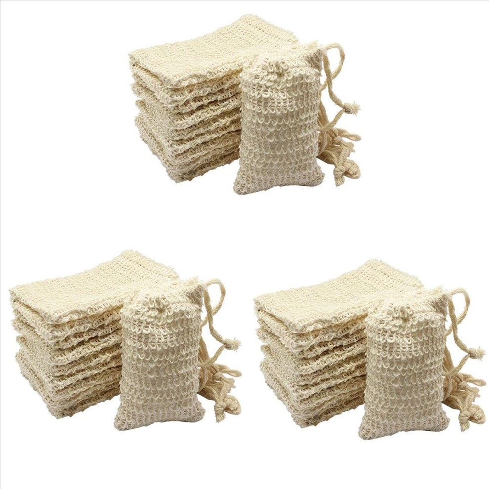 30 Pcs Natural Sisal Soap Bag Exfoliating Soap Saver Pouch Holder