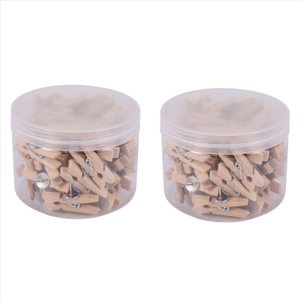 Push Pins With Wooden Clips 50Pcs Thumbtacks Clips Natural Color 4712746115387