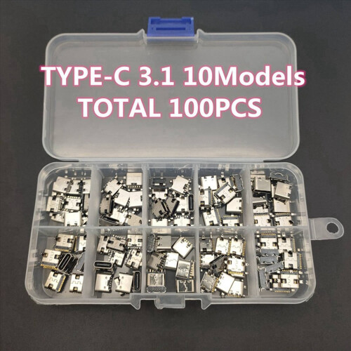 100Pc 10Models Type-C USB Charging Dock Connectors Mix 6Pin and 16Pin 2
