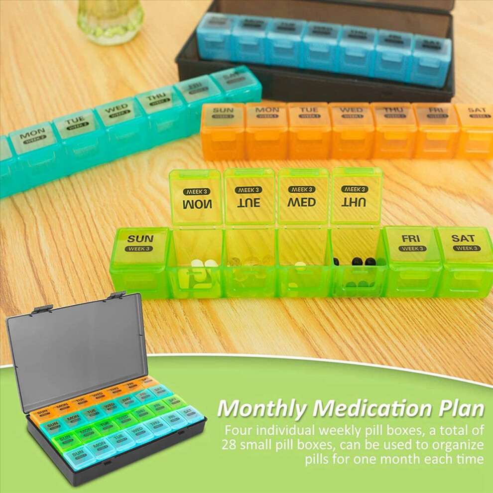 Monthly Pill Organizer 1 Time A Day, with 28 Compartments 4 Weeks
