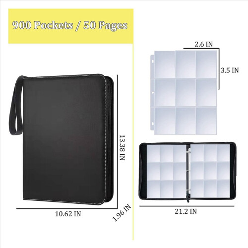 9-Pocket Card Collection Binder, Black