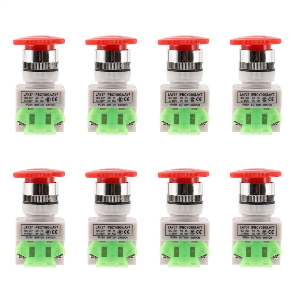 Red Mushroom Cap 1No 1Nc Dpst Emergency Stop Push Button Switch 4712767687542