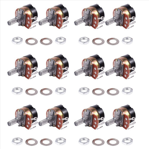 2Pcs 500K Ohm Single Linear Taper Potentiometers with on/off Switch