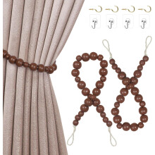 (Coffee) 2 Pack Magnetic Curtain Tiebacks Decorative Woven Rope with Exquisite Knot Indoor/Outdoor for Drapes, Windows & Patio