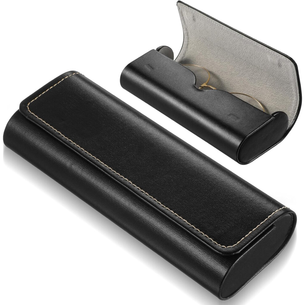 Black (Black) Lightweight Hard Shell Pu Leather Eyeglass Case 1 Pc Portable Sunglass Storage