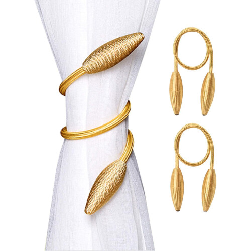 (Gold) 2 - Pack Twist - Tie Curtain Holdbacks  Assorted Styles Home & Window Decor Drape Ties