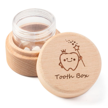 (A-style) Wooden Tooth Box for Kids, with Transparent Bottle for Lost Teeth Storage, Cute Tooth Fairy Keepsake Gift, Natural Wood Color