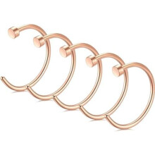 (Rose gold) 18G Stainless Steel Nose Hoop Ring - 5PCS Body Jewelry for Women, Hypoallergenic Nose Piercing Jewelry, Simple Design Nose Rings Set