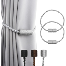 (Grey) 2 Pack Strong Magnetic Curtain Tiebacks Elegant Modern Decor for Indoor & Outdoor Spaces Ideal for Drapes & Window Curtains Holdbacks